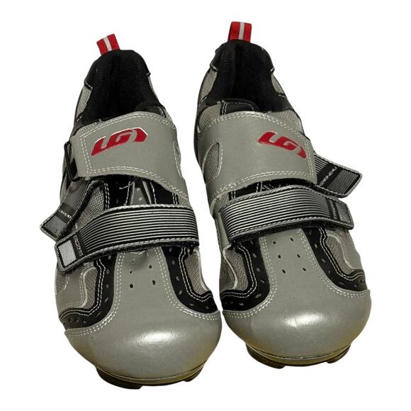 Louis Garneau Mount Royal Road Cycling Shoes Silver Black Red Size 7 US SPD Men - Picture 3 of 8